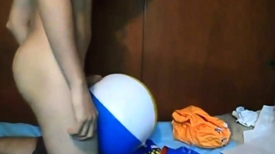 Inflatable toy play beach ball humping orgasm. 